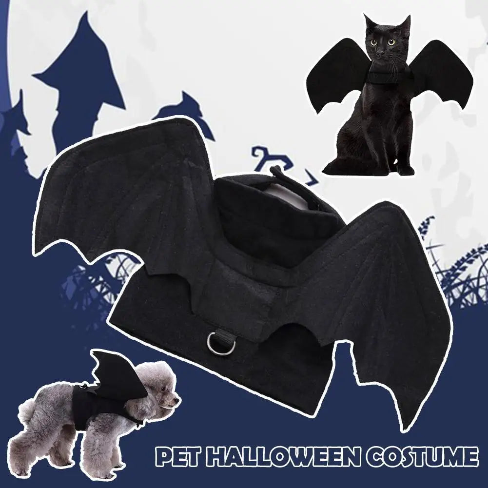 -Halloween Pet Costume - Cute Black Bat Wings Harness Costume For Cats And Dogs, Halloween Party Cosplay, Pet Supplies