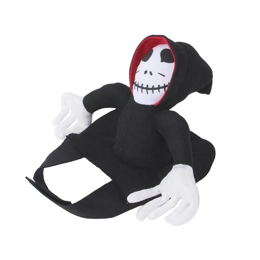 Halloween Pet Dog Costume Skeleton Reaper Rider Style Dog Cosplay Clothes Funny Riding Outfit Medium Large Dogs Party Dress‑up