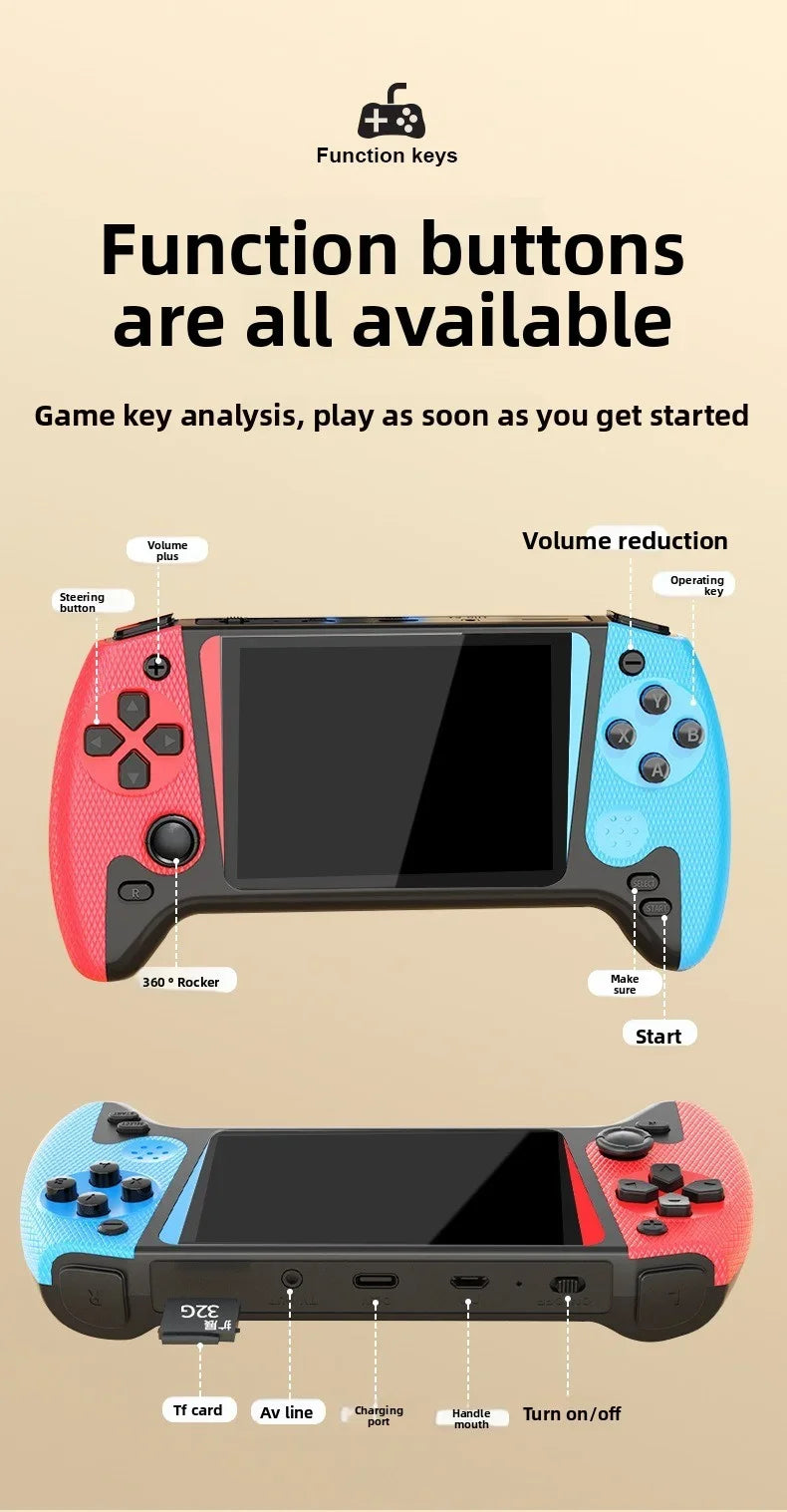 Retro Handheld Game Console LCD Screen Built-in 500-in-one Retro Nostalgic Classic Large-Screen Handheld Console
