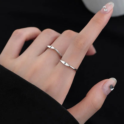 Elegant Initial Letter Alphabet Adjustable Thin Stackable Ring for Women Girl