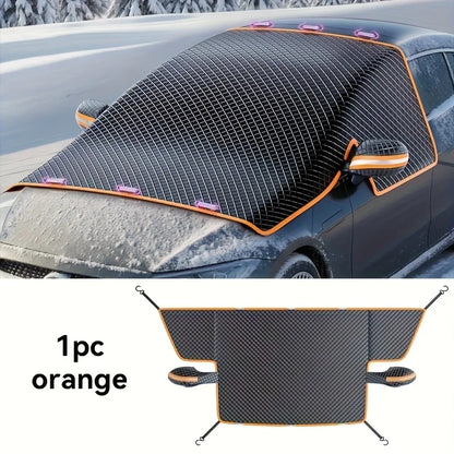 Magnetic Oxford Snow Cover, Thick Frost Guard for All Cars, Easy Install, Durable Winter Ice Protection for Windshield.