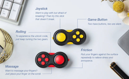Fidget Pad with 8 Fidget Functions, Fidget Controller Stress Reducer, Toy Cube Relieves Stress and Anxiety
