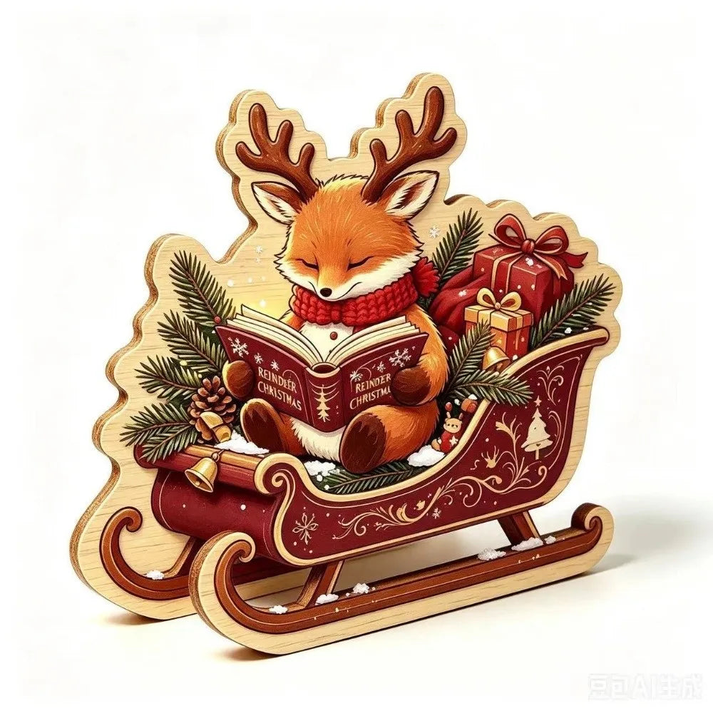 Merry Christmas Wooden Christmas Decoration Star Shape Snowman Deer Home Ornaments Rabbit Santa Claus Wall Decor New Year Gift