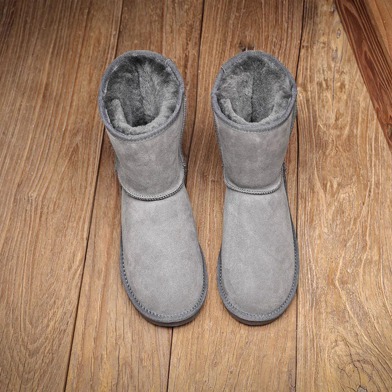 Snow Boots Men Waterproof Australia Winter Warm Shoes Non Slip Rubber Sole 100% Genuine Sheepskin Leather Big Size Wholesale