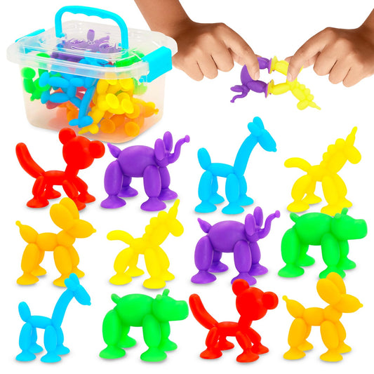 Imdroi Suction Cup Sensory Bath Toys - Animal No Hole Bathtub Toy Suction Toy for Kids Toddlers Sensory Fidget Toy for Classroom Gifts Travel High Chair Toys Party Favors Stuffers