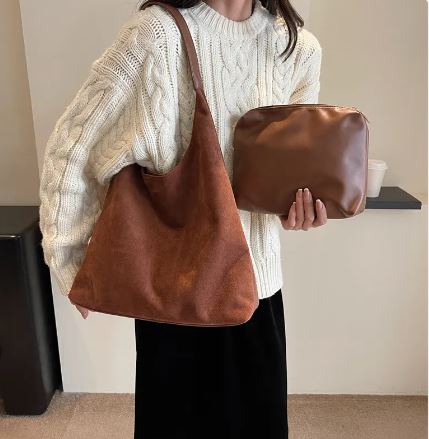 Soft Suede-Look Hobo Bag