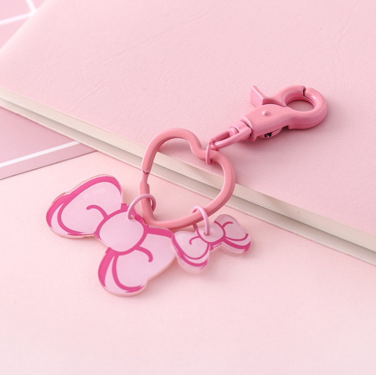 Heart & Bow Bag Charm Keychain