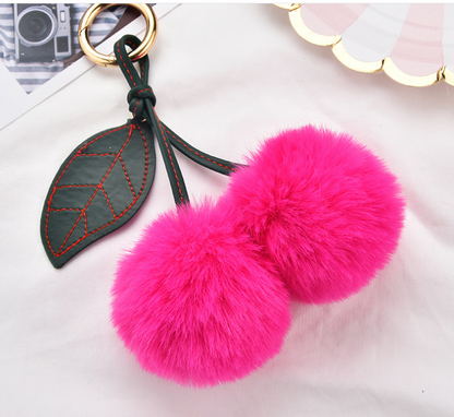 Fluffy Cherry Pom-Pom Bag Charm
