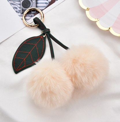 Fluffy Cherry Pom-Pom Bag Charm