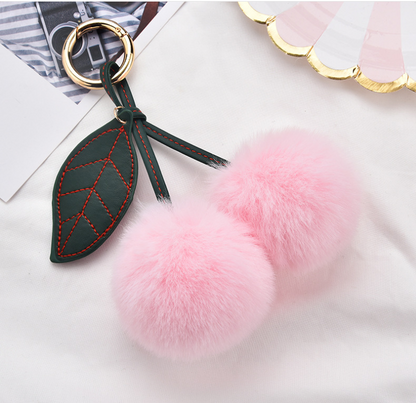 Fluffy Cherry Pom-Pom Bag Charm
