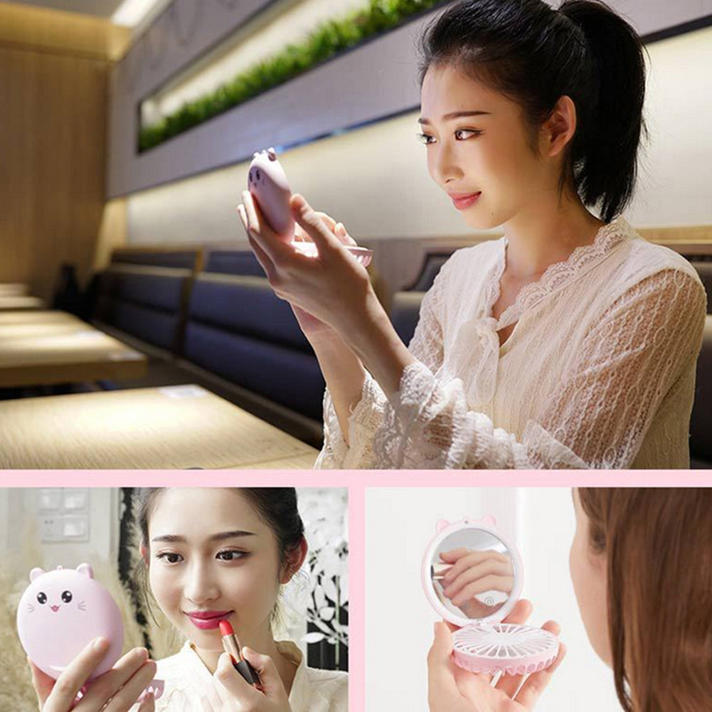 Mini Fan + Makeup Mirror
